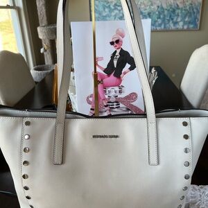 Michael Kors XLarge White Studded Tote